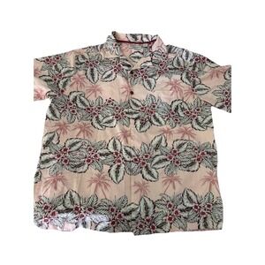 Caribbean Silk Blend Print Shirt XLT Tall EUC Short Sleeve‎ Men's Resort Casual